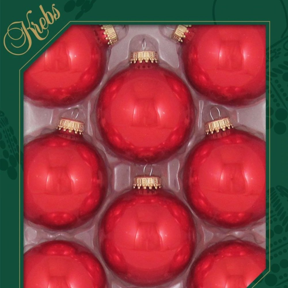 Candy Apple Red Christmas Ornaments - set of 8